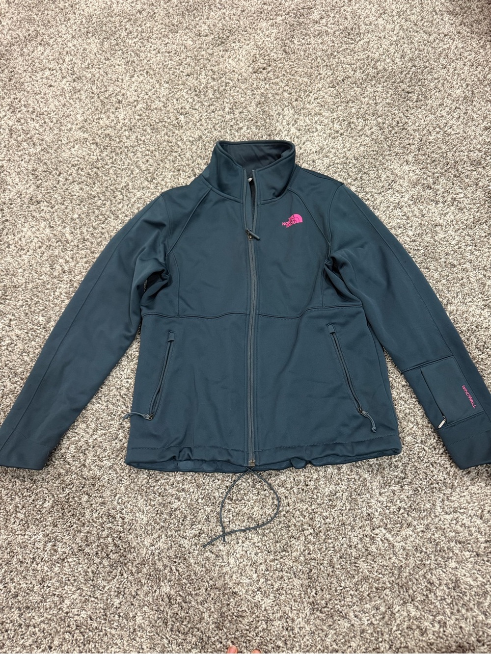 The North Face Women's Dark Navy Softshell Jacket with Pink Logo
